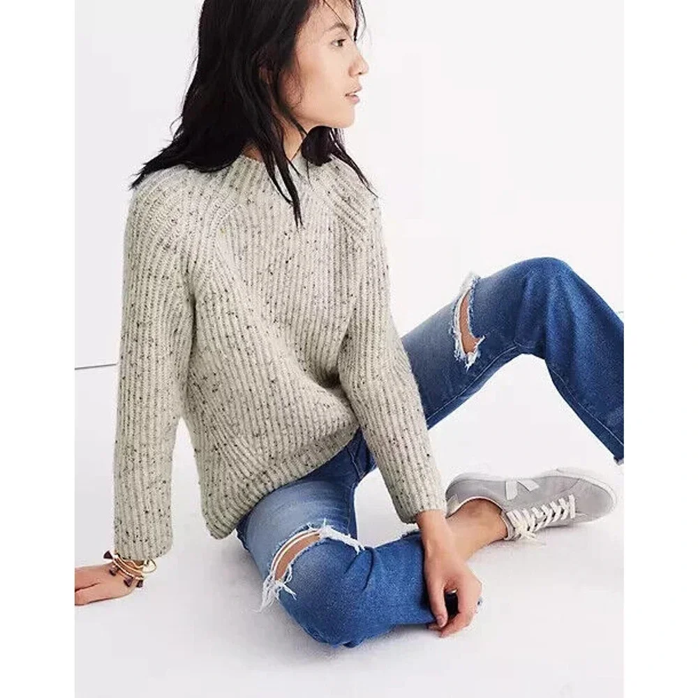 Madewell Donegal Northfield Mockneck Sweater Ivory Women's Size Small H13899 - Picture 4 of 11